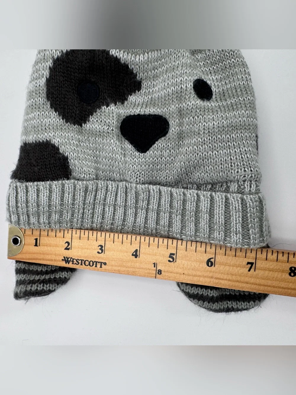 💜3/$15 Old Navy Toddler Gray Puppy Dog Critter Knit Beanie Hat Size L